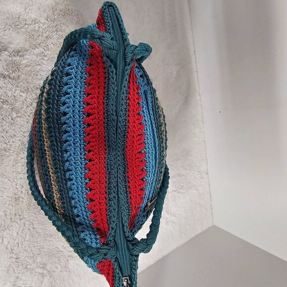 Merona Rainbow Woven Striped Boho Summer Beach Shoulder Bag - Picture 9 of 16